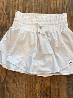 JoyLab White Layered Ruffle Skater Skirt with Drawstring